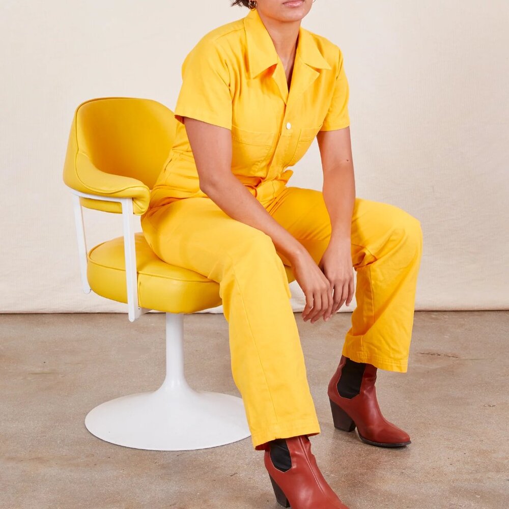 Big Bud Press Short Sleeve Jumpsuit in Sunshine Yellow